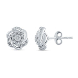 Floral Cluster Stud Earring Cubic Zirconia 925 Sterling Silver