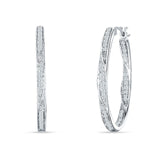 Round Twisted Huggie Hoop Earring Cubic Zirconia 925 Sterling Silver