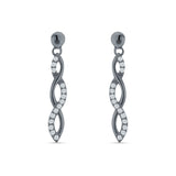 Infinity Twisted Two Tone Stud Earring Cubic Zirconia 925 Sterling Silver