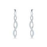 Infinity Twisted Two Tone Stud Earring Cubic Zirconia 925 Sterling Silver