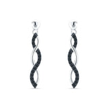 Infinity Twisted Two Tone Stud Earring Cubic Zirconia 925 Sterling Silver