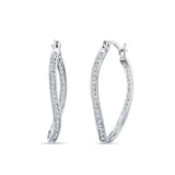 Curved Earrings Huggie Hoop Cubic Zirconia 925 Sterling Silver