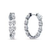 Pear Teardrop Cubic Zirconia Huggie Hoop Earring 925 Sterling Silver