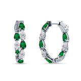 Pear Teardrop Cubic Zirconia Huggie Hoop Earring 925 Sterling Silver