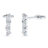 Marquise Zig Zag Bar Stud Earring Cubic Zirconia 925 Sterling Silver
