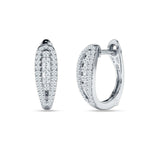 Three Row Oblong Hoop Earring Cubic Zirconia 925 Sterling Silver