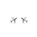 Minimalist Airplane 8.2mm Stud Earring 925 Sterling Silver