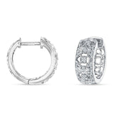 Art Deco Round Filigree Hoop Earring Cubic Zirconia 925 Sterling Silver