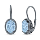 Oval Solitaire Drop Dangle Leverback Earring Cubic Zirconia 925 Sterling Silver