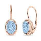 Oval Solitaire Drop Dangle Leverback Earring Cubic Zirconia 925 Sterling Silver