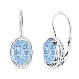 Oval Solitaire Drop Dangle Leverback Earring Cubic Zirconia 925 Sterling Silver