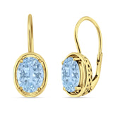 Oval Solitaire Drop Dangle Leverback Earring Cubic Zirconia 925 Sterling Silver