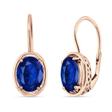 Oval Solitaire Drop Dangle Leverback Earring Cubic Zirconia 925 Sterling Silver