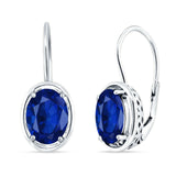Oval Solitaire Drop Dangle Leverback Earring Cubic Zirconia 925 Sterling Silver