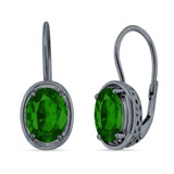 Oval Solitaire Drop Dangle Leverback Earring Cubic Zirconia 925 Sterling Silver