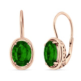 Oval Solitaire Drop Dangle Leverback Earring Cubic Zirconia 925 Sterling Silver