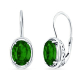 Oval Solitaire Drop Dangle Leverback Earring Cubic Zirconia 925 Sterling Silver