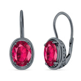 Oval Solitaire Drop Dangle Leverback Earring Cubic Zirconia 925 Sterling Silver
