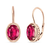 Oval Solitaire Drop Dangle Leverback Earring Cubic Zirconia 925 Sterling Silver