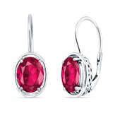 Oval Solitaire Drop Dangle Leverback Earring Cubic Zirconia 925 Sterling Silver