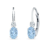 Oval Drop Dangle Charm Leverback Earring Cubic Zirconia 925 Sterling Silver