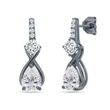 Pear Teardrop Twisted Infinity Stud Earring Cubic Zirconia 925 Sterling Silver