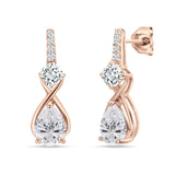 Pear Teardrop Twisted Infinity Stud Earring Cubic Zirconia 925 Sterling Silver