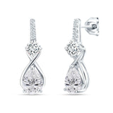 Pear Teardrop Twisted Infinity Stud Earring Cubic Zirconia 925 Sterling Silver