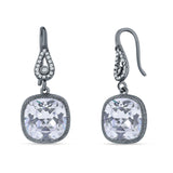 Cushion Drop Dangle Pear Fishhook Earring Cubic Zirconia 925 Sterling Silver