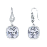 Cushion Drop Dangle Pear Fishhook Earring Cubic Zirconia 925 Sterling Silver