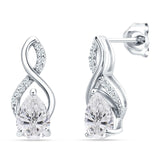 Pear Teardrop Infinity Stud Earring Cubic Zirconia 925 Sterling Silver