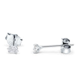 Marquise Cubic Zirconia Stud Earring Push Back 925 Sterling Silver