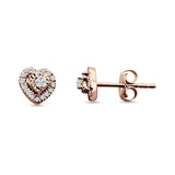 Heart Shaped Cluster Round Cubic Zirconia Stud Earring 925 Sterling Silver