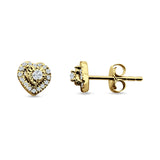 Heart Shaped Cluster Round Cubic Zirconia Stud Earring 925 Sterling Silver