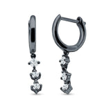Three Round Cubic Zirconia Drop Dangle Hoop Earring 925 Sterling Silver