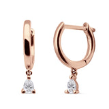 Pear Teardrop Charm Hoop Earring Cubic Zirconia 925 Sterling Silver
