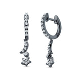 Moon & Star Earring Dangle Hoop Earring Cubic Zirconia 925 Sterling Silver