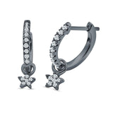 Star Cluster Charm Huggie Hoop Earring Cubic Zirconia 925 Sterling Silver