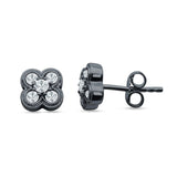 Flower Beaded Designer Stud Earring Cubic Zirconia 925 Sterling Silver