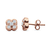 Flower Beaded Designer Stud Earring Cubic Zirconia 925 Sterling Silver