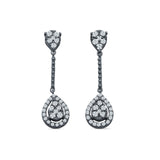 Pear Teardrop Cluster Oblong Stud Earring Cubic Zirconia 925 Sterling silver