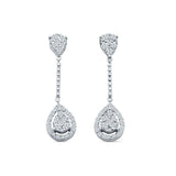 Pear Teardrop Cluster Oblong Stud Earring Cubic Zirconia 925 Sterling silver