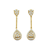Pear Teardrop Cluster Oblong Stud Earring Cubic Zirconia 925 Sterling silver