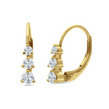 Three Round Graduated Cubic Zirconia Huggie Leverback 925 Sterling Silver