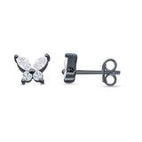 Butterfly Stud Earring Marquise Cut & Round Cubic Zirconia 925 Sterling Silver
