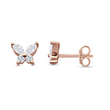 Butterfly Stud Earring Marquise Cut & Round Cubic Zirconia 925 Sterling Silver
