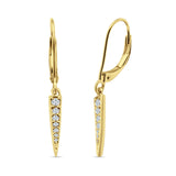 Spike Hoop Leverback Earrings Round Cubic Zirconia 925 Sterling Silver