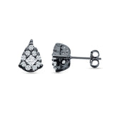 Pear Teardrop Stud Earring Round & Princess Cubic Zirconia 925 Sterling Silver