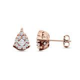 Pear Teardrop Stud Earring Round & Princess Cubic Zirconia 925 Sterling Silver