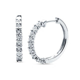 Round Engraved Flower Huggie Hoop Earring Cubic Zirconia 925 Sterling Silver